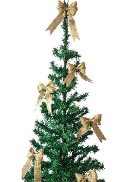 8 Adet Sarı, Simli Yılbaşı Çam Ağaçı Fiyonk Kurdele Yeni Yıl Noel Parti Dekorasyon Süsleri fiyatları