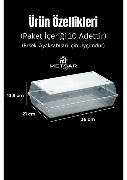 10’lu Şeffaf Erkek Ayakkabı Saklama Kutusu - Hava Delikli, Istiflenebilir Organizer fiyatları