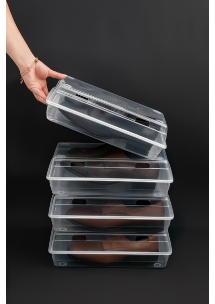 10’lu Şeffaf Erkek Ayakkabı Saklama Kutusu - Hava Delikli, Istiflenebilir Organizer modelleri