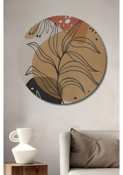 Abstrakt Bitki Desenli Dekoratif Ahşap Mdf Ev/işyeri Duvar Tablo Yuvarlak Ev/işyeri Duvar Tablo