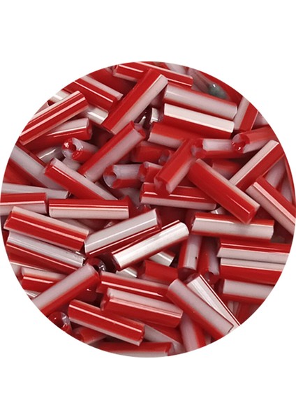 Uzun Boru Kesme Boncuk Çap 2mm Uzunluk 10 mm - 60 Gram - Kırmızı Beyaz - BNC278 fiyatları