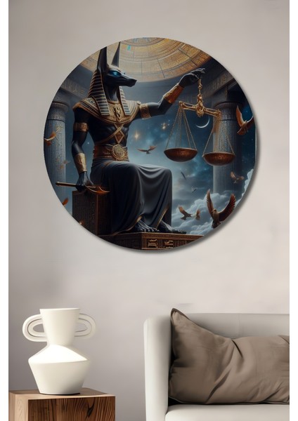 Mısır Mitolojisi Anubis Dekoratif Ahşap Mdf Ev/işyeri Duvar Tablo Yuvarlak Ev/işyeri Duvar Tablo