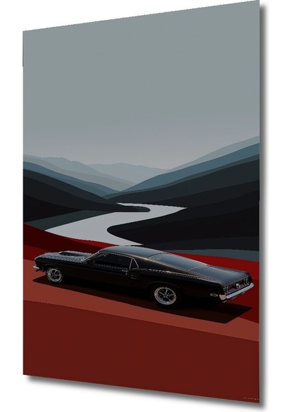 Klasik Araba Dağ Manzarası Dekoratif Ahşap Mdf Tablo Dikdörtgen Tablo fiyatları