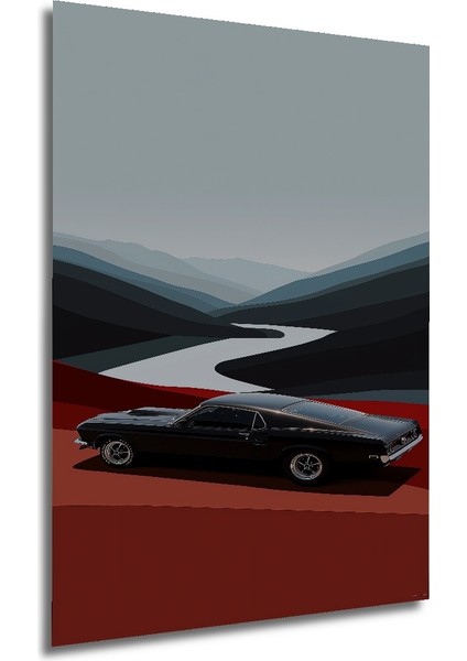 Klasik Araba Dağ Manzarası Dekoratif Ahşap Mdf Tablo Dikdörtgen Tablo modelleri