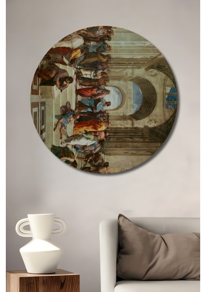 Atina Okulu Dekoratif Ahşap Mdf Ev/işyeri Duvar Tablo Yuvarlak Ev/işyeri Duvar Tablo