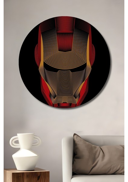 Iron Man Dekoratif Ahşap Mdf Ev/işyeri Duvar Tablo Yuvarlak Ev/işyeri Duvar Tablo