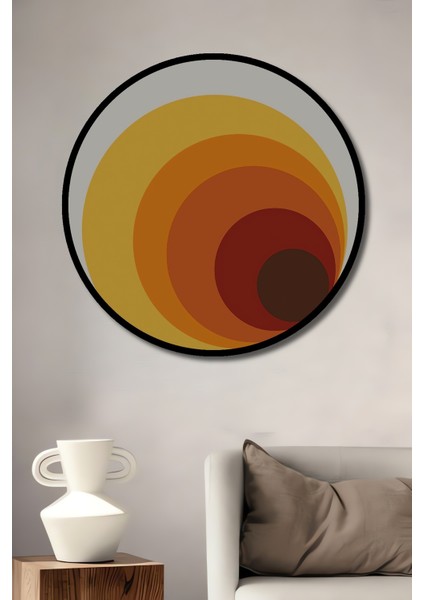 Çerçeve Görünümlü Braunhaus Soyut Ahşap Mdf Dekoratif Ev Duvar Tablo Yuvarlak Ev Duvar Tablo
