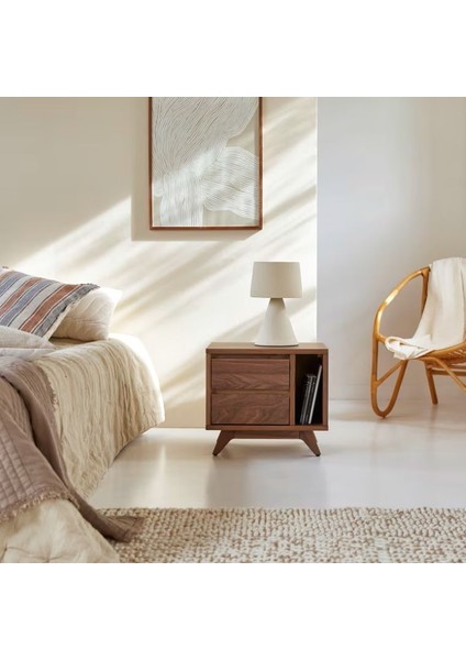 Milo Doğal Ahşap Komodin | Modern Retro Tasarım