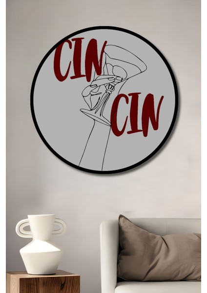 Çerçeve Görünümlü Cin Cin Dekoratif Ahşap Mdf Ev/işyeri Duvar Tablo Yuvarlak Ev/işyeri Duvar Tablo