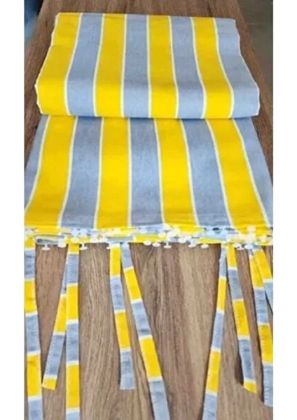 Sarı Gri Çizgili Balkon Perdesi Branda Enxboy modelleri