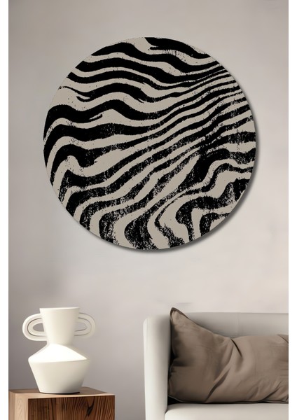 Dalgalı Çizgiler Soyut Ahşap Mdf Dekoratif Ev/işyeri Duvar Tablo Yuvarlak Ev/işyeri Duvar Tablo