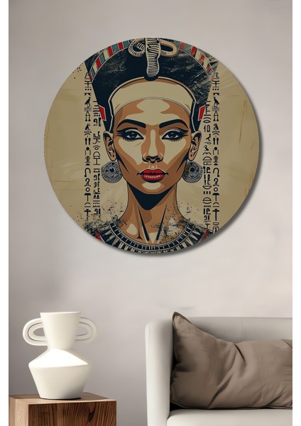 Nefertiti Dekoratif Ahşap Mdf Ev/işyeri Duvar Tablo Yuvarlak Ev/işyeri Duvar Tablo