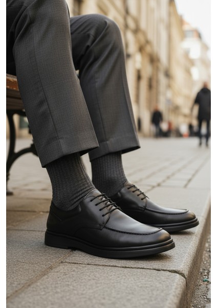 Siyah Hakiki Deri Erkek Günlük Ayakkabı Dsn 2032 M