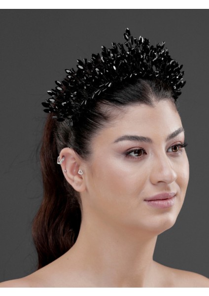 Taş Detaylı Kristal Prenses Taç – Işıltılı Gelin, Nişan ve Özel Davet Saç Aksesuarı