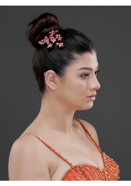Inci ve Taş Detaylı Minik Çiçekli Topuz Tokası – Gelin, Nişan ve Özel Gün Saç Aksesuarı
