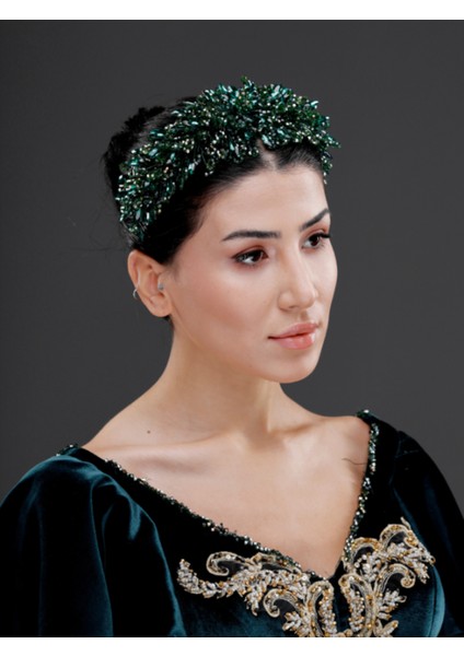 Işıltılı Kristal Taş Detaylı Kırmızı ve Beyaz Gelin, Nişan ve Özel Davet Aksesuarı