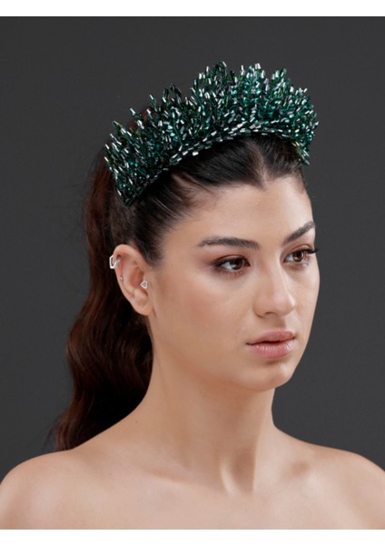 Kristal Detaylı Işıltılı Gelin, Kutlama Tacı – Zarif Taşlı Düğün, Nişan ve Kına Saç Aksesuarı