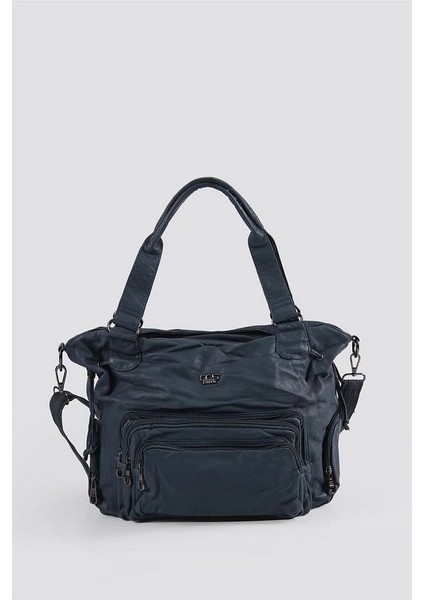 Katti Mavi Cilt Omuz Çantası