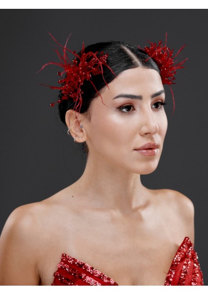 Inci ve Tüy Detaylı Gelin, Nişan ve Özel Davet Saç Aksesuarı