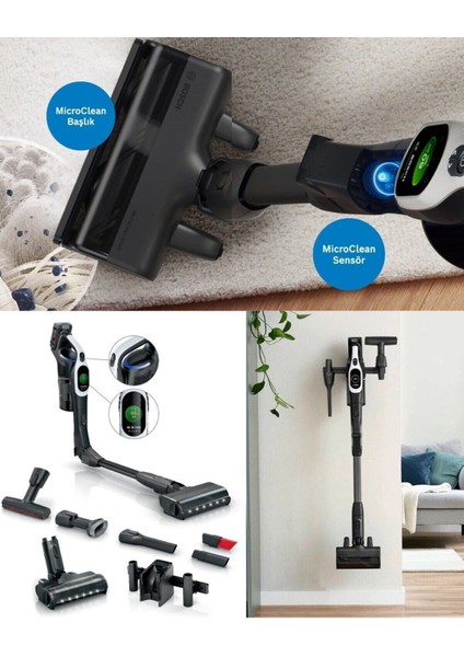 Premium BCS104 Şarjlı Dikey Süpürge Unlimited 10 Dijital Turbospinmotor Çiftbataryalı 160DK Temizlik+Bosch Multitalent Mutfak Robotu modelleri
