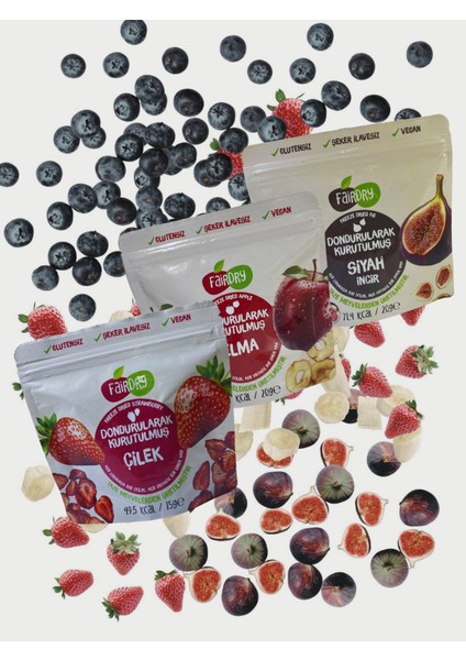 Fairdry Lezzet Üçlüsü - Freeze Dried, Dondurularak Kurutulmuş, Katkısız, Meyve Kurusu fiyatları