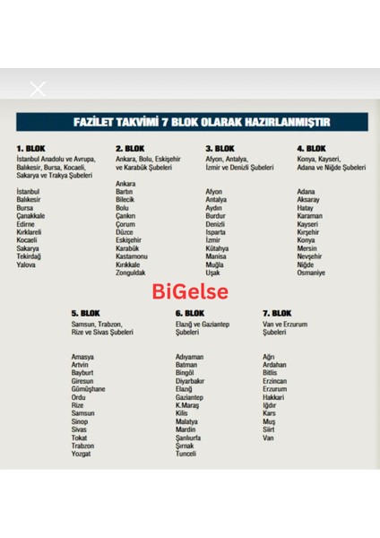 Bigelse 2026 Hayat Rehberimiz Fazilet Blok Takvimi 7 Bölge Yurtiçi fiyatları