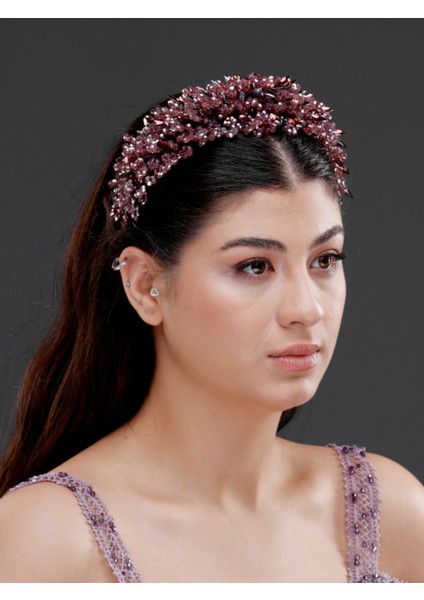 Işıltılı Kristal Taş Detaylı Kırmızı ve Beyaz Gelin, Nişan ve Özel Davet Aksesuarı