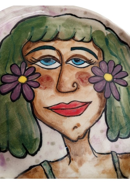 Pınchıc | El Yapımı Sanatsal Kadın Figürlü Seramik Tabak - Dekoratif Takı Tabağı / Sunum Tabağı fiyatları