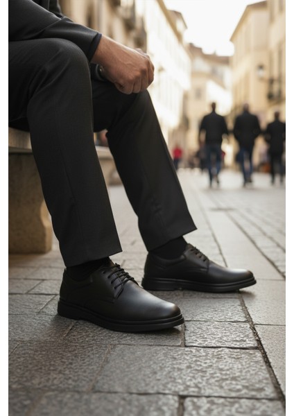 Siyah Hakiki Deri Erkek Günlük Ayakkabı Dsn 2027 M
