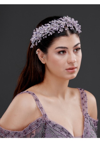 Kristal Taşlı Geniş Form Zarif Taç – Gelin, Nişan ve Özel Gün Saç Aksesuarı