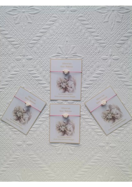 48 Adet Kişiye Özel Gül Inci Model Düğün Nikah Nişan Söz Kına Hatırası Dağıtmalık Hediyelik Bileklik fırsatları