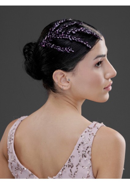 Yaprak Formlu Kristal Taşlı Zarif Saç Tokası – Gelin, Nişan ve Özel Gün Saç Aksesuarı