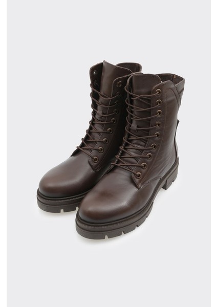 Hakiki Deri Bağcıklı Fermuarlı Kadın Uzun Bot fiyatları