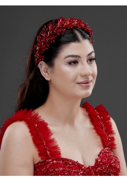 Kristal Taşlı Geniş Form Zarif Taç – Gelin, Nişan ve Özel Gün Saç Aksesuarı