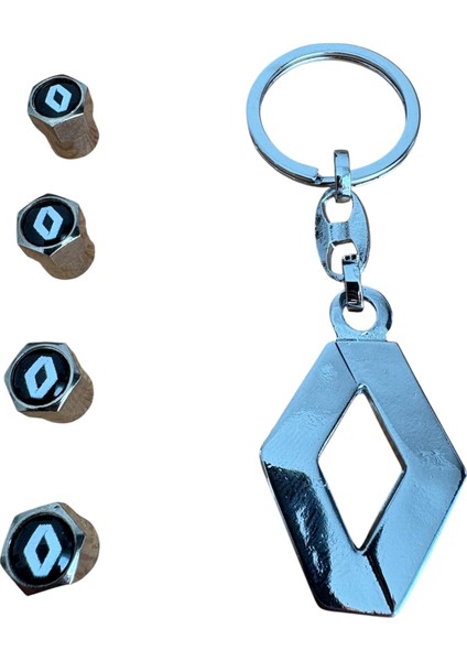 Logolu 1 Adet Metal Anahtarlık 4 Adet Alüminyum Logolu Sibop Kapak Takım