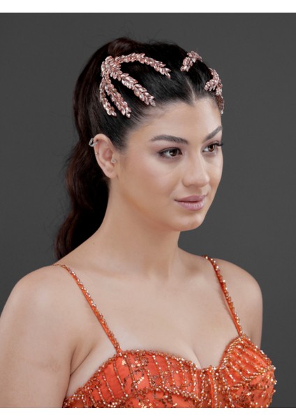 Yaprak Formlu Kristal Taşlı Şık Saç Tokası – Gelin, Nişan ve Özel Gün Saç Aksesuarı