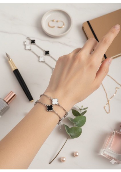 2’li Yonca Çelik Bileklik modelleri