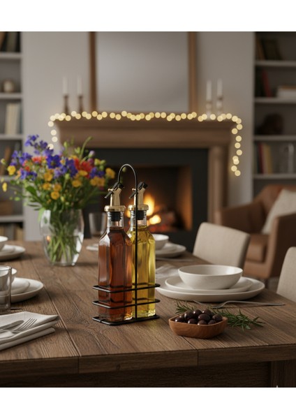 2'li Cam Zeytinyağlık & Sirkelik Seti – Metal Standlı, Şık Tasarım (250ML) Yağlık - Yağdanlık modelleri