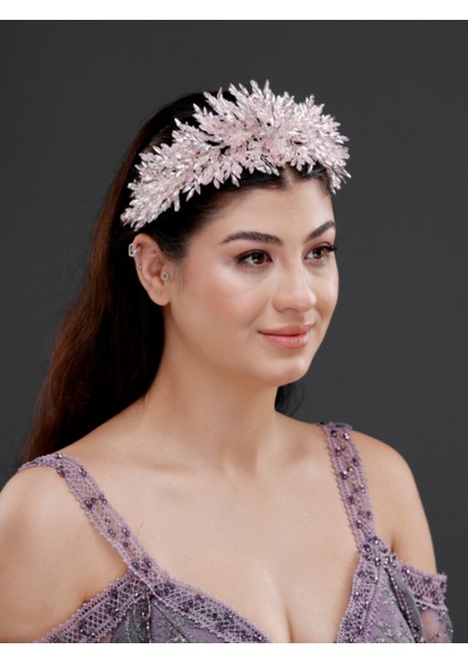 Kristal Boncuklu Geniş Taç – Işıltılı Özel Gün ve Davet Saç Aksesuarı