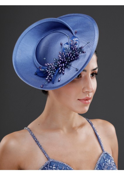 Saten Inci ve Kristal Detaylı Zarif Gelin, Nikah, Nişan Kepi