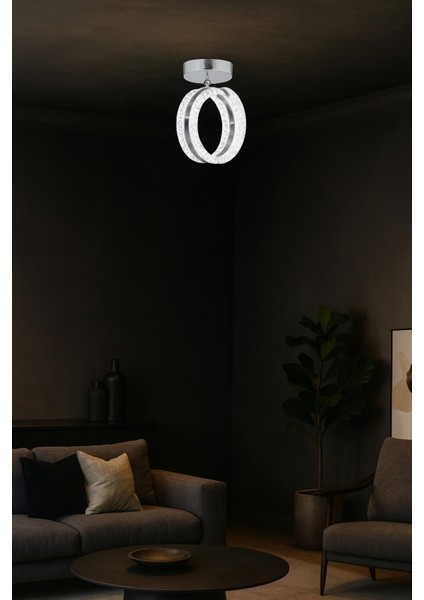 Aurea Model Gümüş Plafonyer 3 Renk Modu Ledli Modern Salon Mutfak Çocuk Odası LED Avize