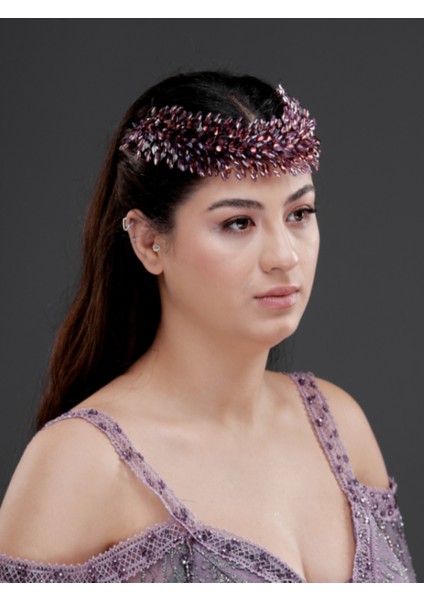 Kristal Boncuk Detaylı Geniş Taç – Gelin, Nişan, Davet ve Özel Gün Saç Aksesuarı