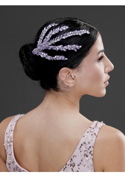 Yaprak Formlu Kristal Taşlı Zarif Saç Tokası – Gelin, Nişan ve Özel Gün Saç Aksesuarı