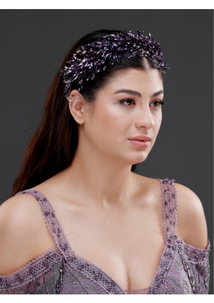 Kristal Taşlı Geniş Form Zarif Taç – Gelin, Nişan ve Özel Gün Saç Aksesuarı