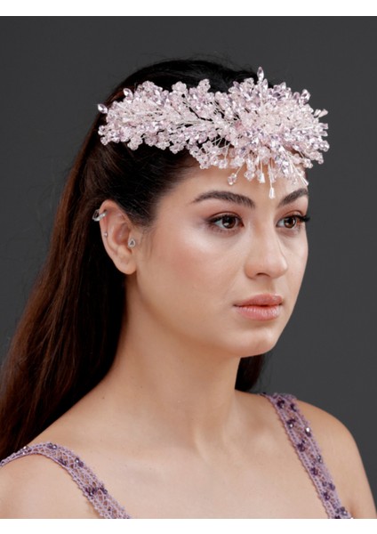 Kristal Çiçek Detaylı Işıltılı Taç – Zarif Saç Aksesuarı