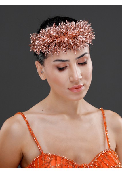 Kristal Boncuklu Geniş Taç – Işıltılı Özel Gün ve Davet Saç Aksesuarı