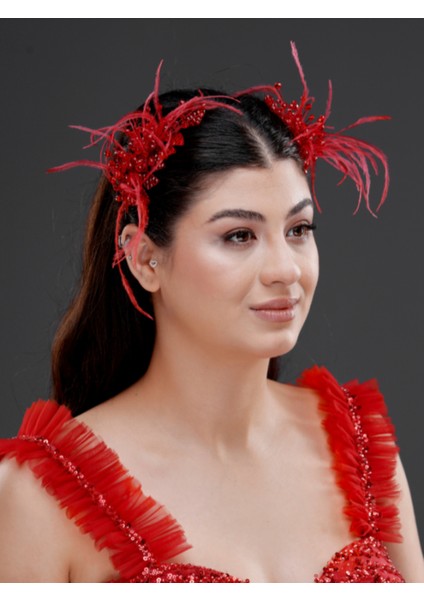 Inci ve Tüy Detaylı Gelin, Nişan ve Özel Davet Saç Aksesuarı