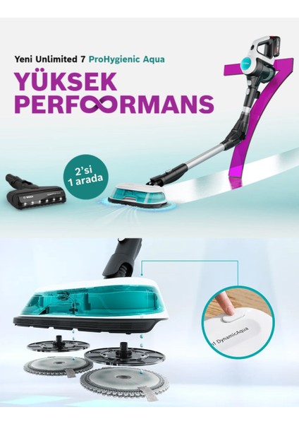 Mop ve Süpürme Islak-Kuru Temizlik, Güçlü Emiş,hafif Tasarım ve Uzun Pil Ömrü Motor 10 Yıl Garanti