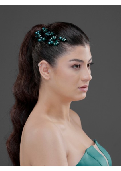 Inci ve Taş Detaylı Minik Çiçekli Topuz Tokası – Gelin, Nişan ve Özel Gün Saç Aksesuarı