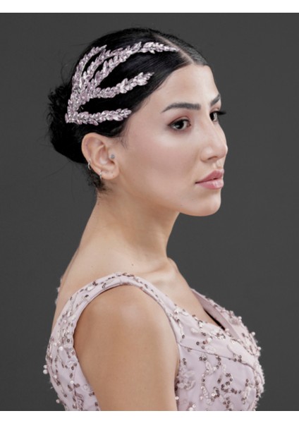 Yaprak Formlu Kristal Taşlı Zarif Saç Tokası – Gelin, Nişan ve Özel Gün Saç Aksesuarı